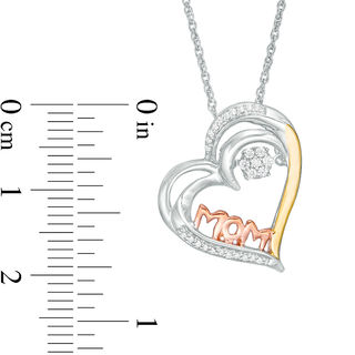 Unstoppable Love™ 0.11 CT. T.W. Composite Diamond "MOM" Tilted Heart Pendant in 10K Tri-Tone Gold|Peoples Jewellers