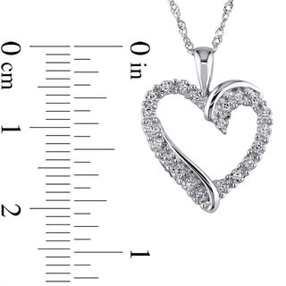 0.10 CT. T.W. Diamond Swirl Heart Pendant in 10K White Gold - 17"|Peoples Jewellers
