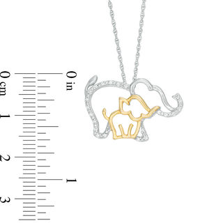 Diamond Accent Elephant and Calf Pendant in Sterling Silver and 10K Gold|Peoples Jewellers