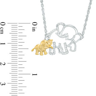 0.09 CT. T.W. Diamond Elephant and Calf Necklace in Sterling Silver and 10K Gold|Peoples Jewellers