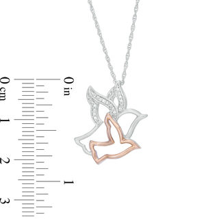 Diamond Accent Birds Pendant in Sterling Silver and 10K Rose Gold|Peoples Jewellers