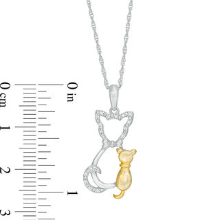 Diamond Accent Cat and Kitten Pendant in Sterling Silver and 10K Gold|Peoples Jewellers