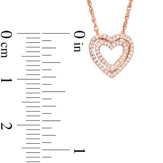 0.11 CT. T.W. Diamond Double Heart Pendant in 10K Rose Gold|Peoples Jewellers