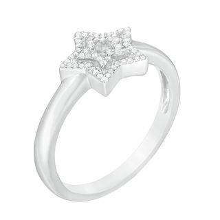 0.11 CT. T.W. Diamond Double Star Ring in Sterling Silver|Peoples Jewellers