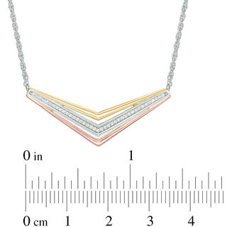 0.15 CT. T.W. Diamond Chevron Necklace in Sterling Silver and 10K Two-Tone Gold|Peoples Jewellers