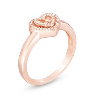0.09 CT. T.W. Diamond Double Heart Ring in 10K Rose Gold|Peoples Jewellers