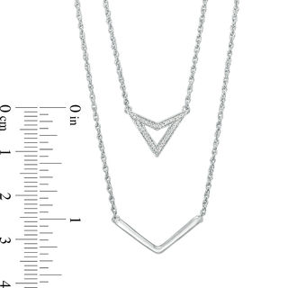 Diamond Accent Triangle and Chevron Double Strand Necklace in Sterling Silver - 20"|Peoples Jewellers