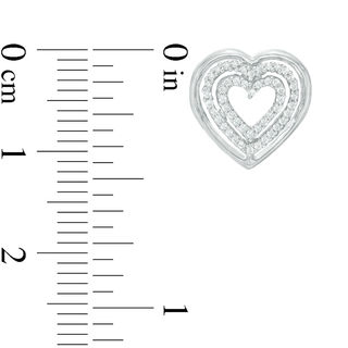 0.18 CT. T.W. Diamond Triple Heart Stud Earrings in Sterling Silver|Peoples Jewellers