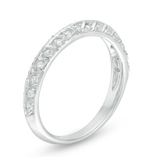 0.18 CT. T.W. Diamond Chevron Double Row Anniversary Band in Sterling Silver|Peoples Jewellers