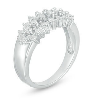 0.45 CT. T.W. Diamond Three Row Anniversary Band in 10K White Gold|Peoples Jewellers