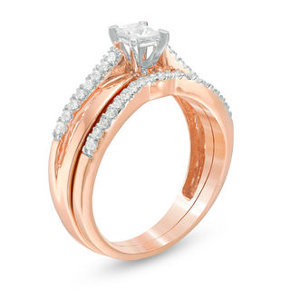 0.45 CT. T.W. Princess-Cut Diamond Twist Bridal Set in 10K Rose Gold|Peoples Jewellers