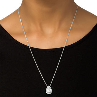 0.30 CT. T.W. Composite Diamond Teardrop Frame Bolo Necklace in Sterling Silver - 30"|Peoples Jewellers