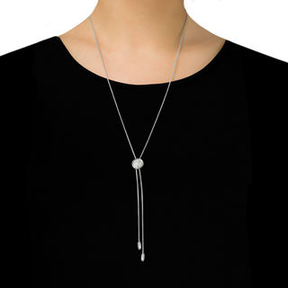 0.95 CT. T.W. Diamond Circle Lariat-Style Bolo Necklace in Sterling Silver - 30"|Peoples Jewellers