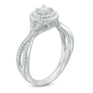 0.50 CT. T.W. Diamond Double Frame Twist Engagement Ring in 10K White Gold|Peoples Jewellers