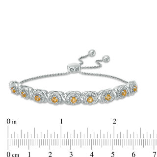 Citrine and 0.09 CT. T.W. Diamond Frame Bolo Bracelet in Sterling Silver - 9.5"|Peoples Jewellers
