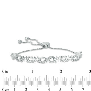 Lab-Created White Sapphire "MOM" Infinity Bolo Bracelet in Sterling Silver - 9.5"|Peoples Jewellers