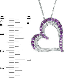 Amethyst and 0.09 CT. T.W. Diamond Tilted Heart Pendant in Sterling Silver|Peoples Jewellers