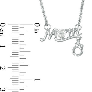 Heart-Shaped Lab-Created White Sapphire "MOM" with Motherly Love Charm Necklace in Sterling Silver|Peoples Jewellers
