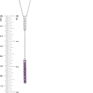 Amethyst and Lab-Created White Sapphire Double Bar Lariat-Style Necklace in Sterling Silver - 36"|Peoples Jewellers