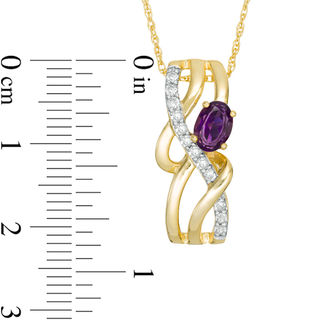 Oval Amethyst and Lab-Created White Sapphire Overlay Pendant in 10K Gold|Peoples Jewellers