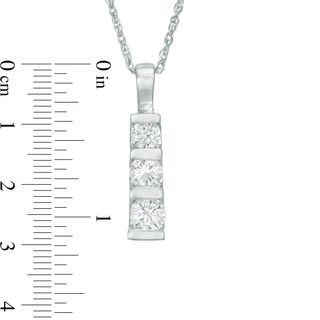 0.45 CT. T.W. Diamond Three Stone Linear Drop Pendant in 10K Gold|Peoples Jewellers
