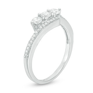 0.45 CT. T.W. Diamond Three Stone Bypass Ring in 10K White Gold|Peoples Jewellers