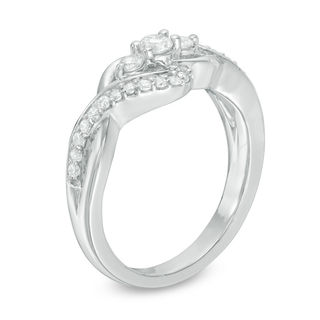 0.37 CT. T.W. Diamond Three Stone Loop Bypass Ring in 10K White Gold|Peoples Jewellers