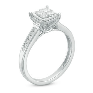 0.40 CT. T.W. Quad Princess-Cut Diamond Engagement Ring in 10K White Gold|Peoples Jewellers
