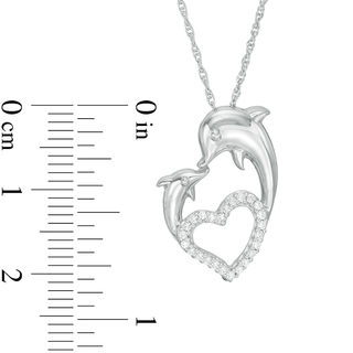 0.12 CT. T.W. Diamond Motherly Love Dolphin Heart Pendant in Sterling Silver|Peoples Jewellers