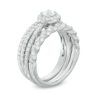 1.30 CT. T.W. Diamond Frame Three Piece Bridal Set in 14K White Gold|Peoples Jewellers