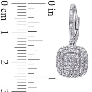 0.48 CT. T.W. Composite Diamond Double Cushion Frame Drop Earrings in Sterling Silver|Peoples Jewellers
