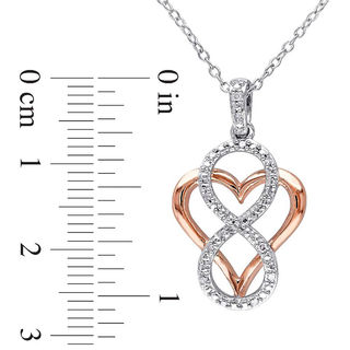 Diamond Accent Infinity Heart Pendant in Sterling Silver with Rose Rhodium|Peoples Jewellers