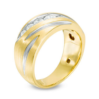 Men's 1.00 CT. T.W. Diamond Seven Stone Slant Ring in 10K Gold|Peoples Jewellers
