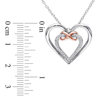 0.10 CT. T.W. Diamond Infinity Double Heart Pendant in Sterling Silver with Rose Rhodium|Peoples Jewellers