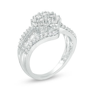 0.95 CT. T.W. Composite Diamond Three Row Bypass Ring in 10K White Gold|Peoples Jewellers