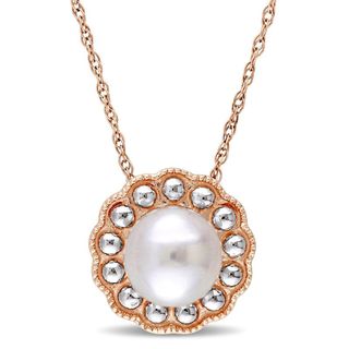 6.5-7.0mm Freshwater Cultured Pearl Flower Vintage-Style Necklace in 10K Gold-17"|Peoples Jewellers