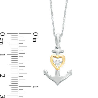 Unstoppable Love™ Lab-Created White Sapphire Heart Anchor Pendant in Sterling Silver and 10K Gold|Peoples Jewellers