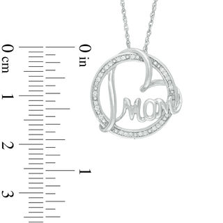 0.09 CT. T.W. Diamond "MOM" Tilted Heart Circle Pendant in Sterling Silver|Peoples Jewellers