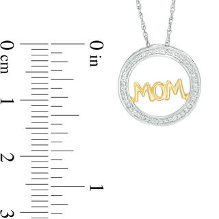 0.15 CT. T.W. Diamond "MOM" Circle Pendant in Sterling Silver and 10K Gold|Peoples Jewellers