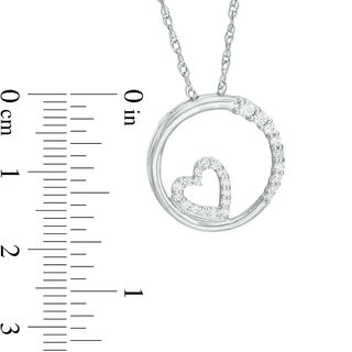 0.18 CT. T.W. Diamond Heart in Circle Pendant in 10K White Gold|Peoples Jewellers