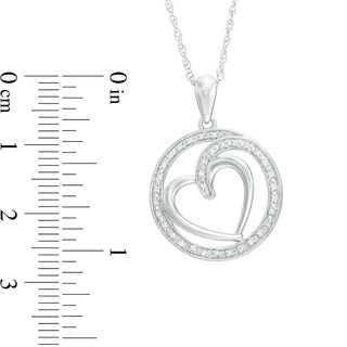 0.09 CT. T.W. Diamond Heart in Circle Pendant in Sterling Silver|Peoples Jewellers