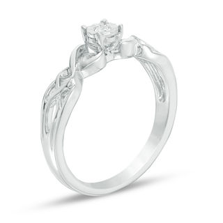 0.11 CT. Diamond Solitaire Celtic Knot Promise Ring in 10K White Gold|Peoples Jewellers
