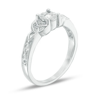 0.09 CT. Diamond Solitaire Celtic Knot Promise Ring in 10K White Gold|Peoples Jewellers