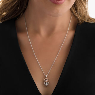 Unstoppable Love™ 0.04 CT. T.W. Diamond Heart Bolo Necklace in Sterling Silver and 10K Rose Gold - 30"|Peoples Jewellers