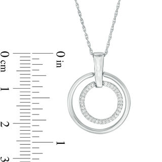 0.115 CT. T.W. Diamond Double Circle Pendant in Sterling Silver|Peoples Jewellers