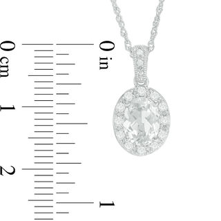 Oval Lab-Created White Sapphire Frame Vintage-Style Pendant in Sterling Silver|Peoples Jewellers