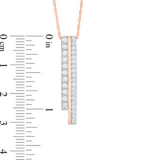 Lab-Created White Sapphire Two Row Vertical Bar Pendant in 10K Rose Gold|Peoples Jewellers