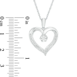 Diamond Accent Beaded Heart Pendant in Sterling Silver|Peoples Jewellers