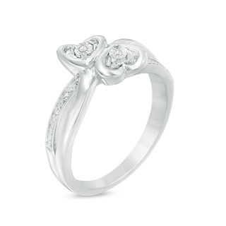 Diamond Accent Bypass Heart Ring in Sterling Silver|Peoples Jewellers
