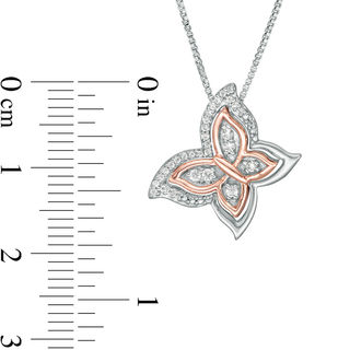Convertibilities 0.13 CT. T.W. Diamond Butterfly Three-in-One Pendant in Sterling Silver and 10K Rose Gold|Peoples Jewellers